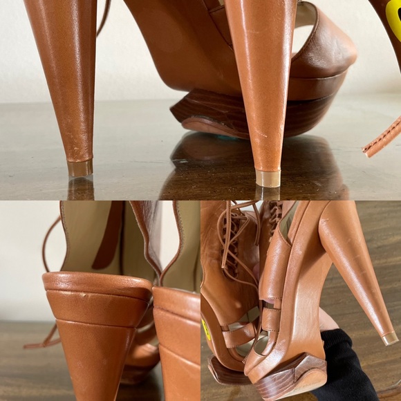 Velvet Angels Brown Leather Heels - Sz 39 or 9 - Picture 15 of 16